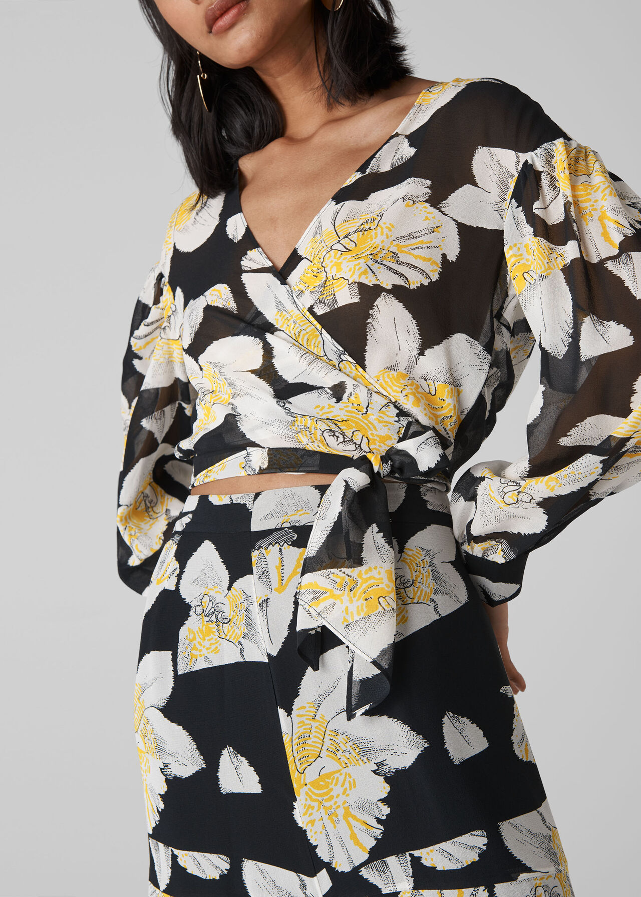 Rika Floral Silk Wrap Top