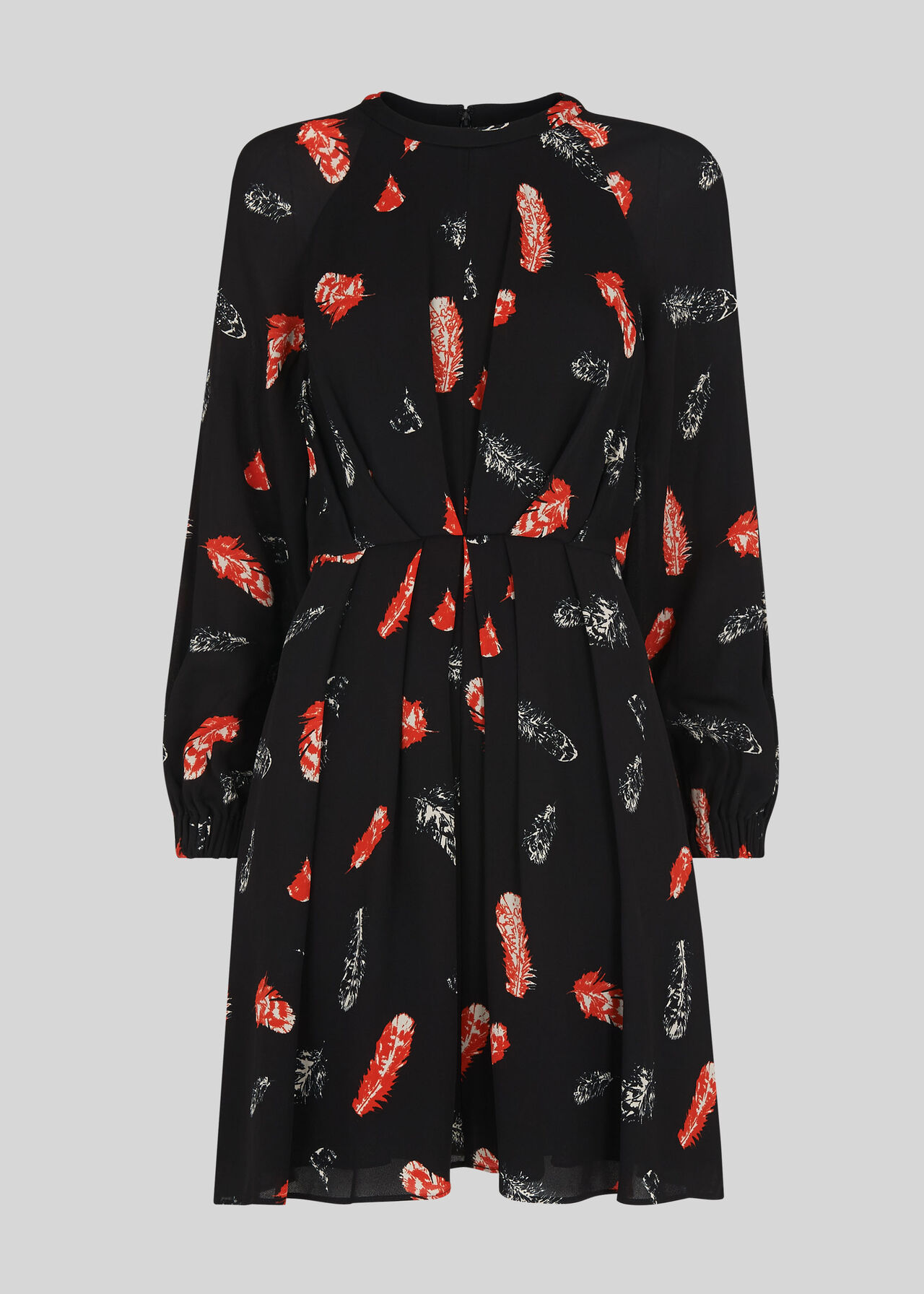 Jasmine Feather Print Dress Black/Multi