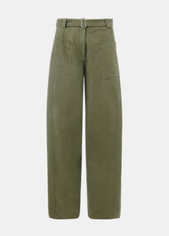 Belted Cotton Barrel Trouser