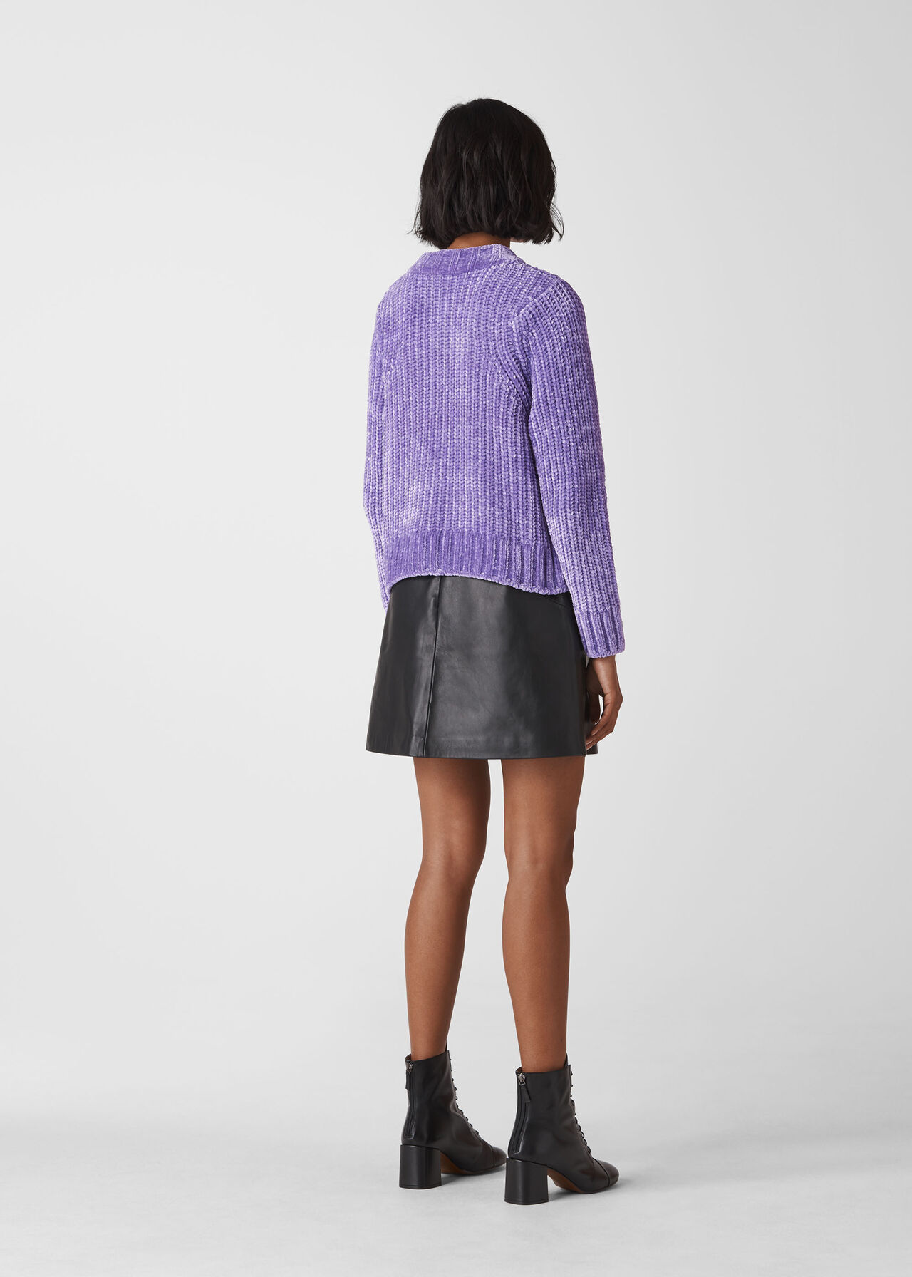 Cropped Chenille Sweater Lilac
