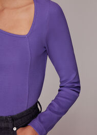 Ribbed Asymmetric V-Neck Top