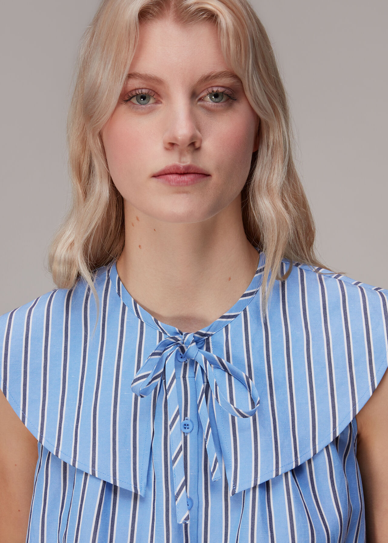 Multicolour Maggie Stripe Collar Top | WHISTLES