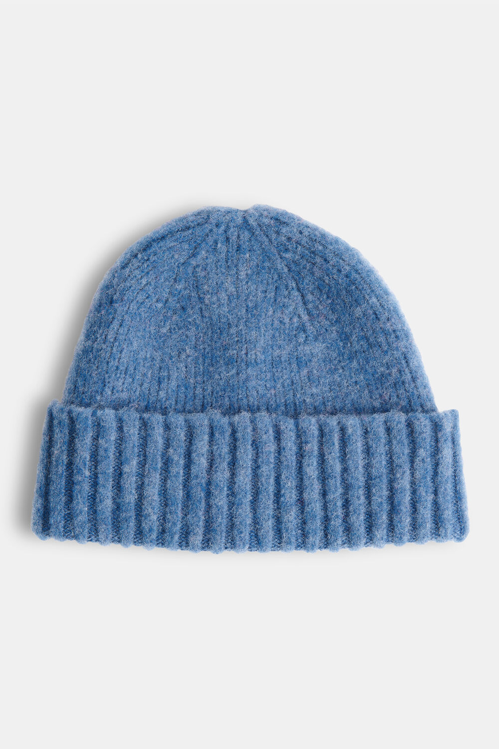 Blue Brushed Lambswool Beanie Hat
