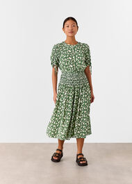 Petite Abstract Squares Midi Dress