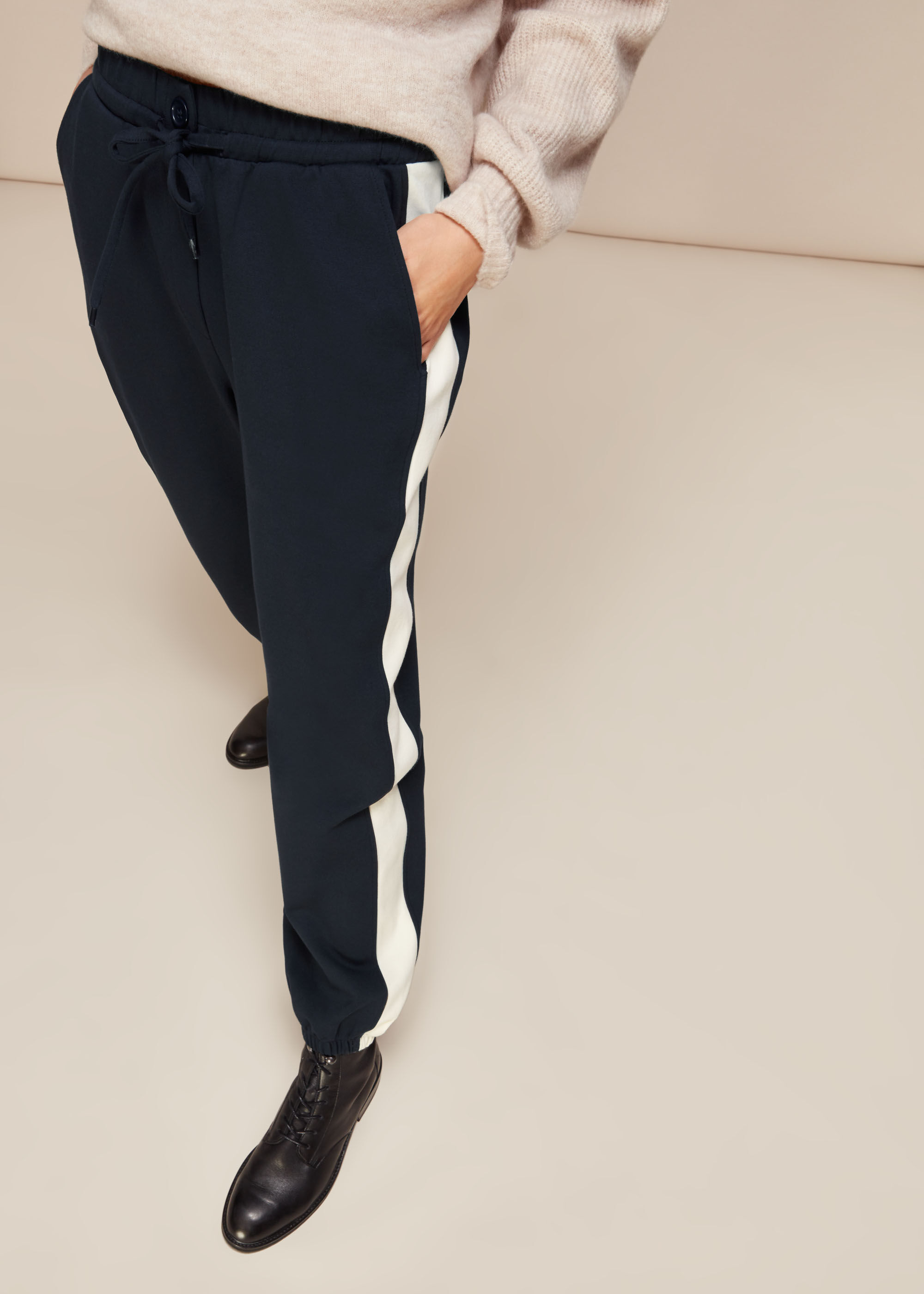 Navy side shop stripe joggers