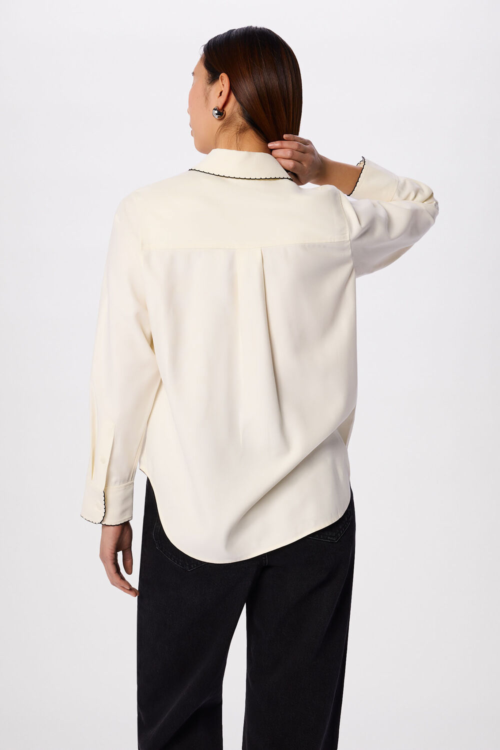 Ivory Embroidered Collar Shirt