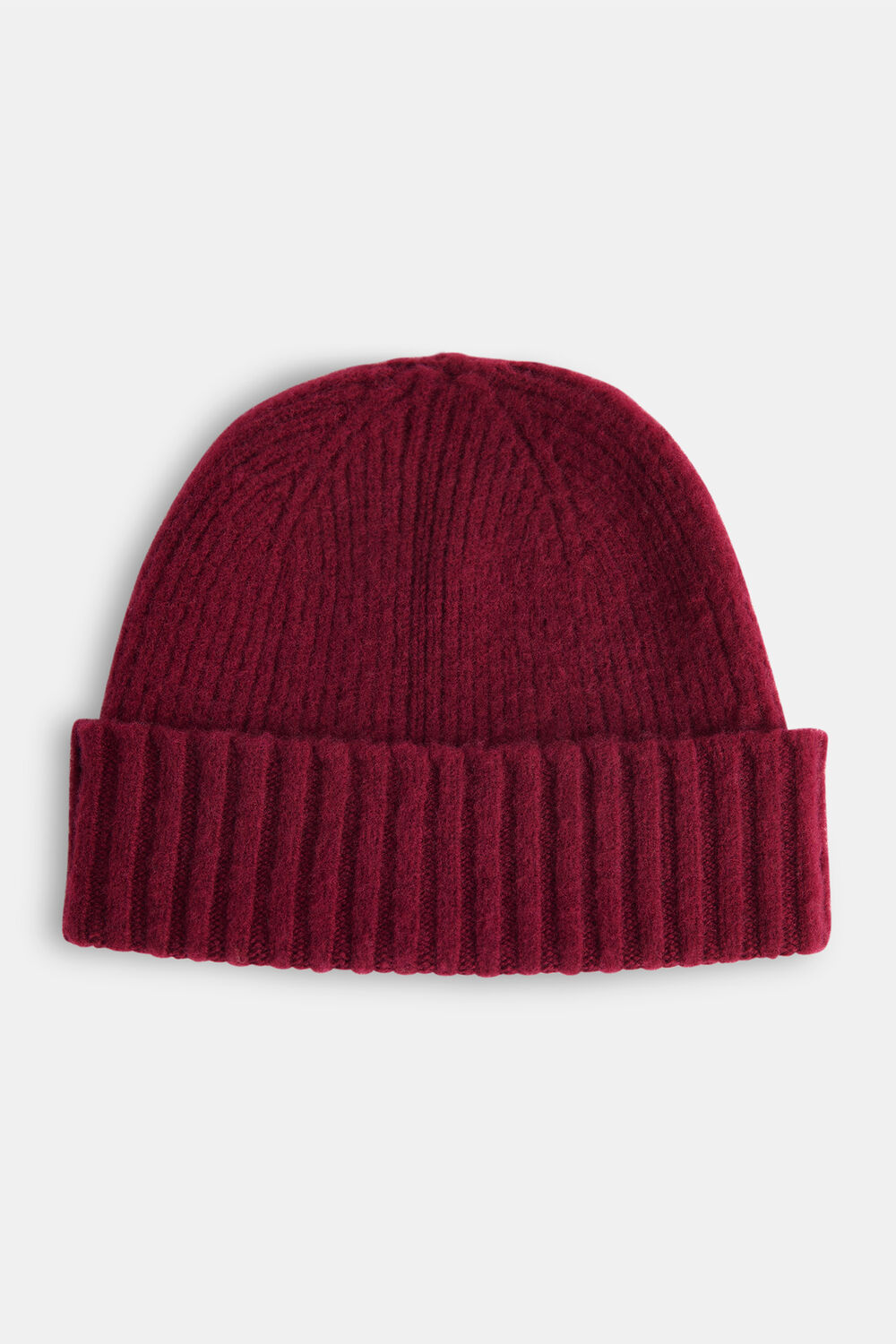 Burgundy Brushed Lambswool Beanie Hat