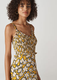 Nyla Floral Print Silk Dress White/Multi