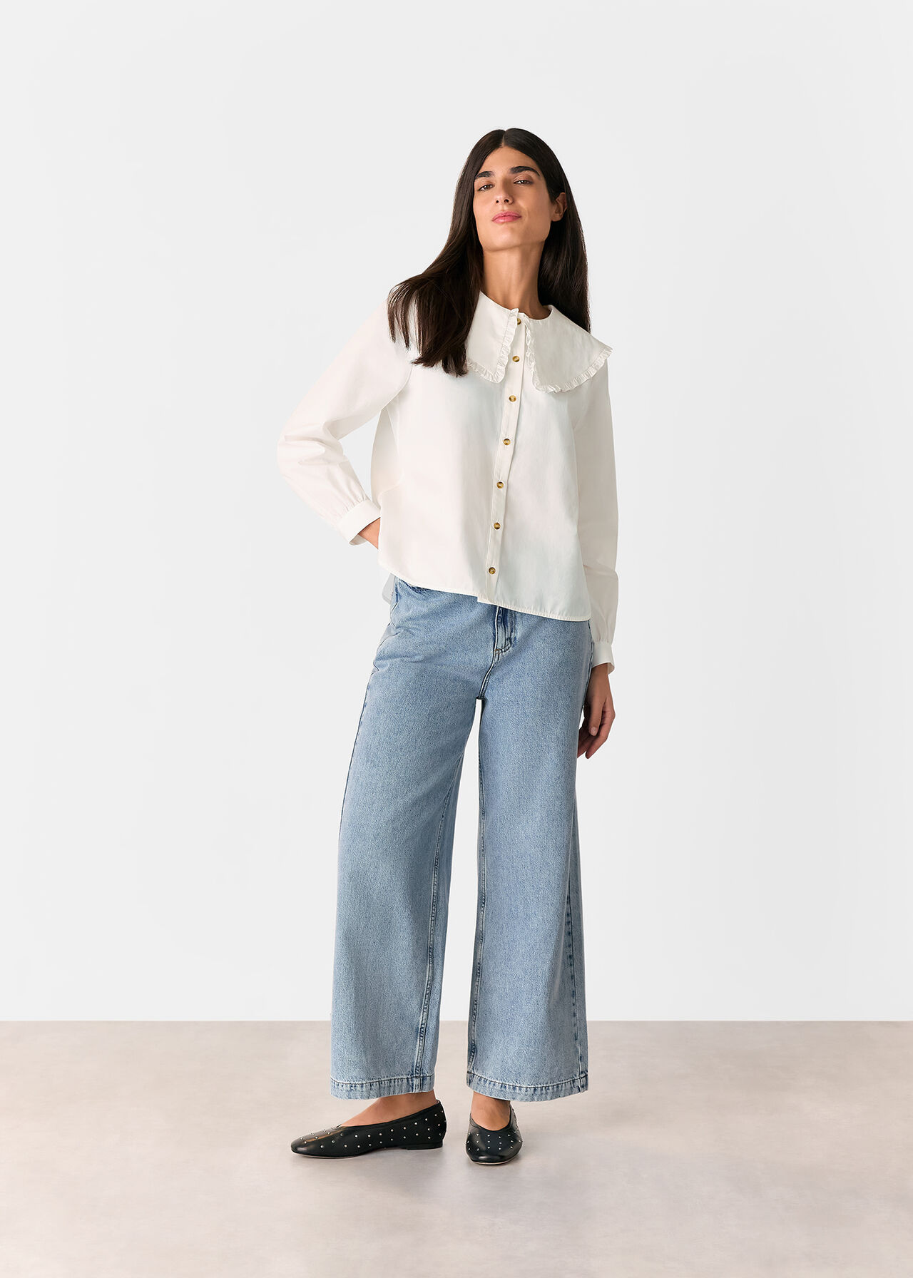 Cotton Collar Detail Top