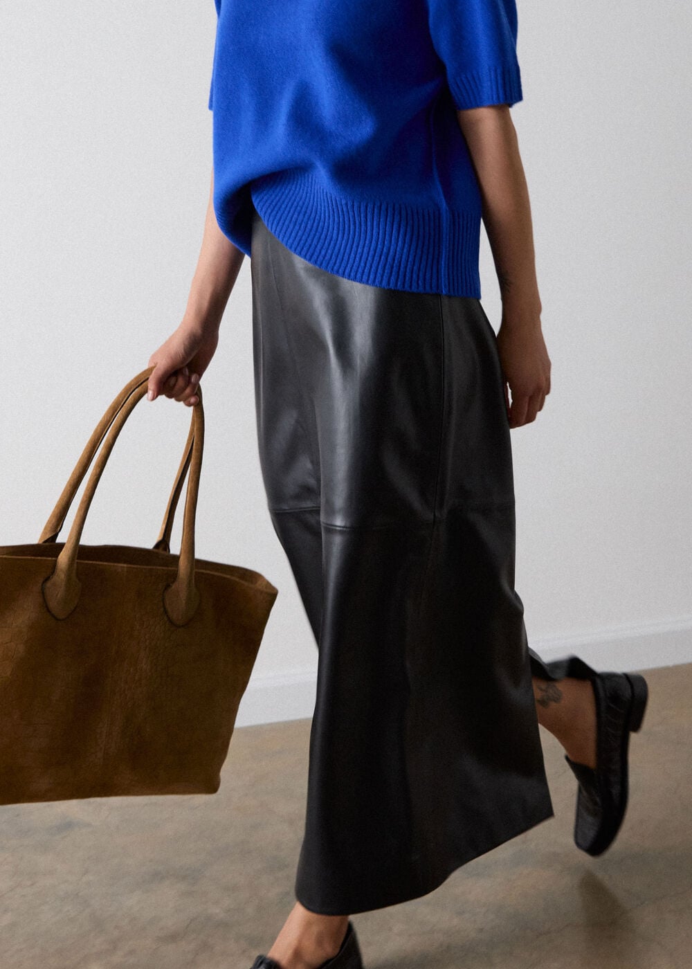 Pencil Leather Midi Skirt