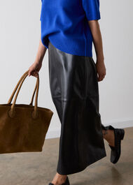Pencil Leather Midi Skirt