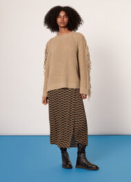 Fringe Sleeve Cable Sweater