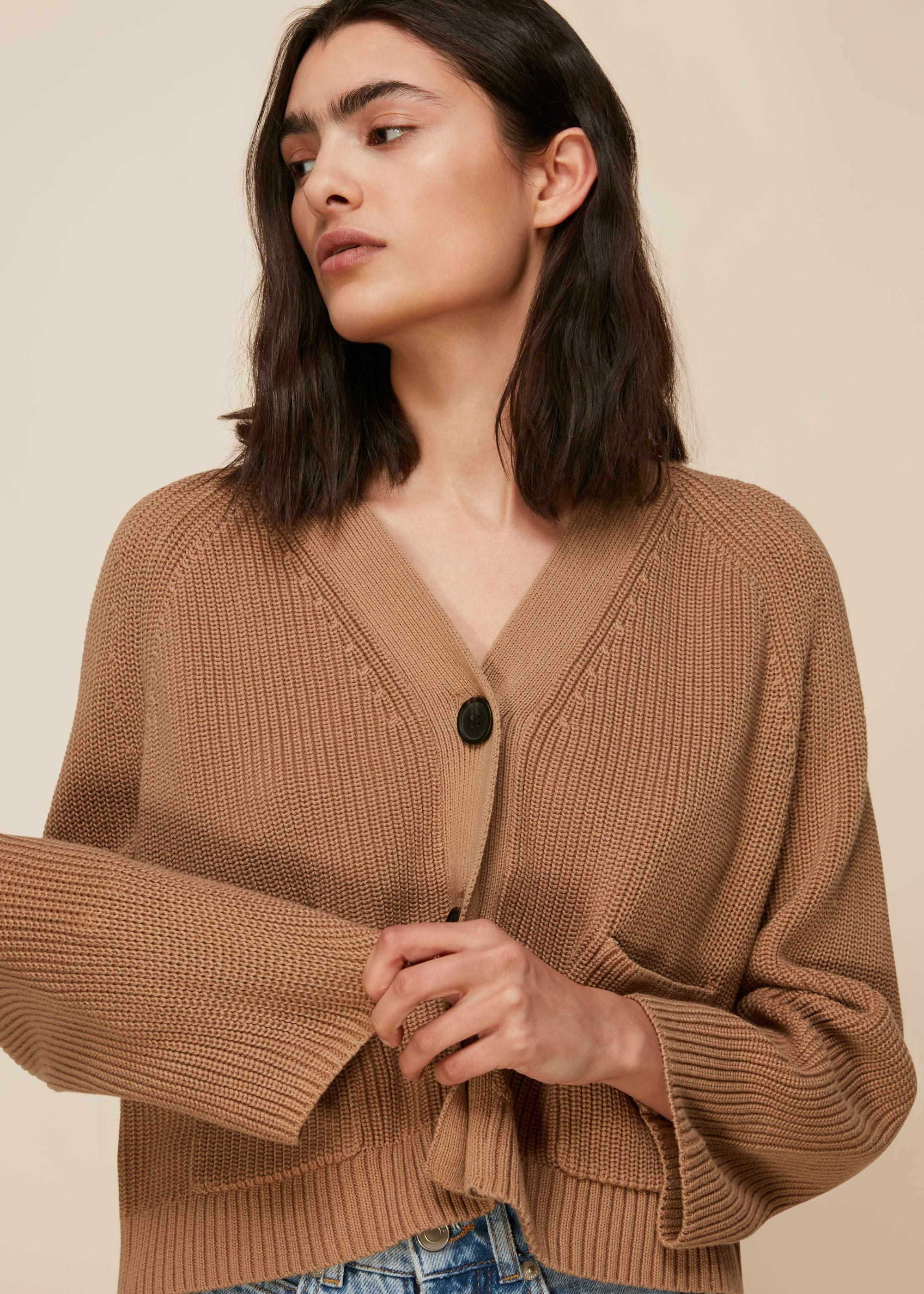 Women's Camel Nora Button Pocket Cardigan | Whistles US |