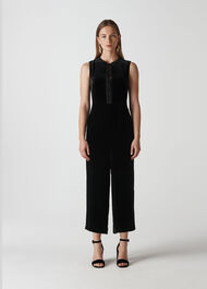 Florrie Silk Mix Jumpsuit Black