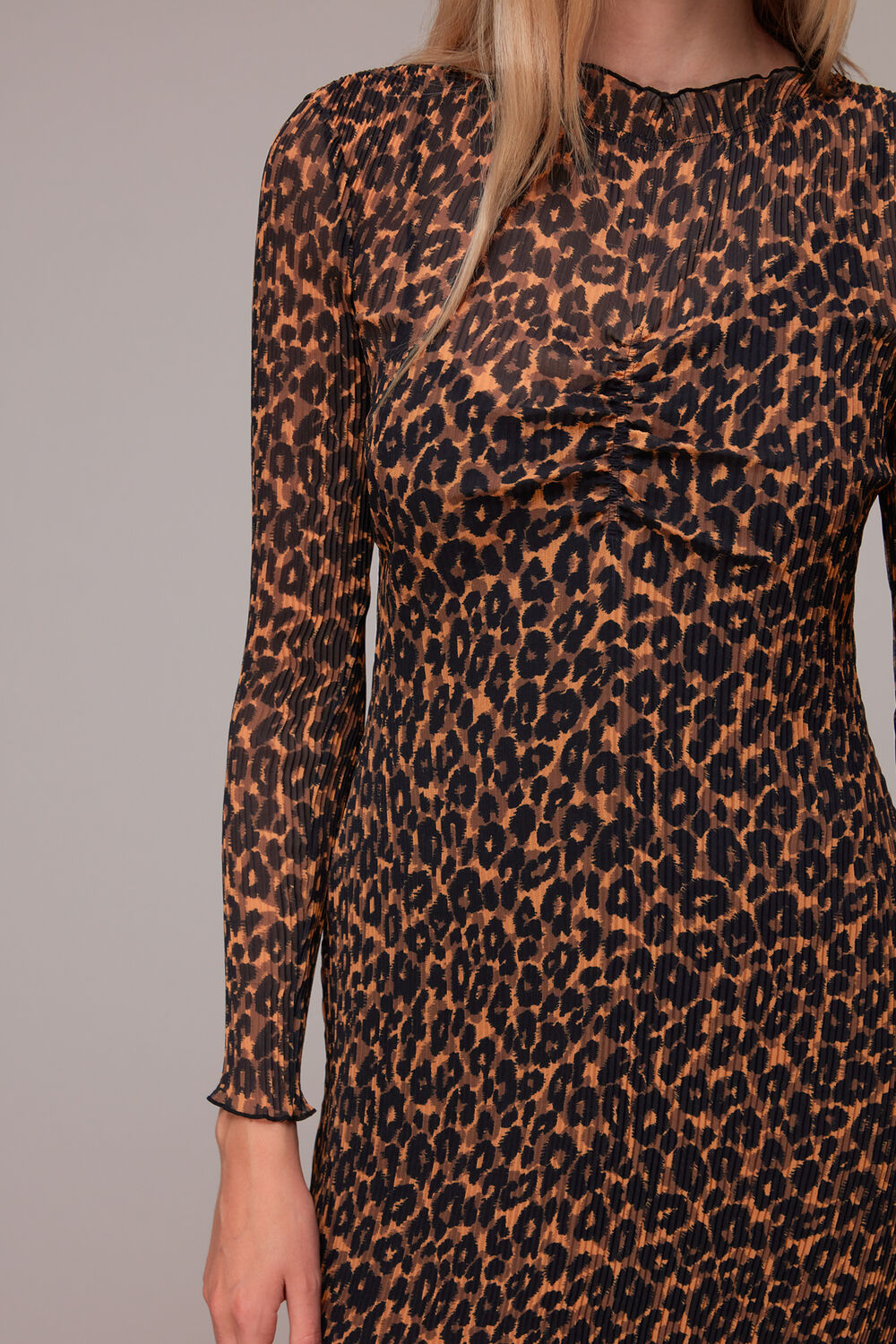 Leopard Plisse Midi Dress