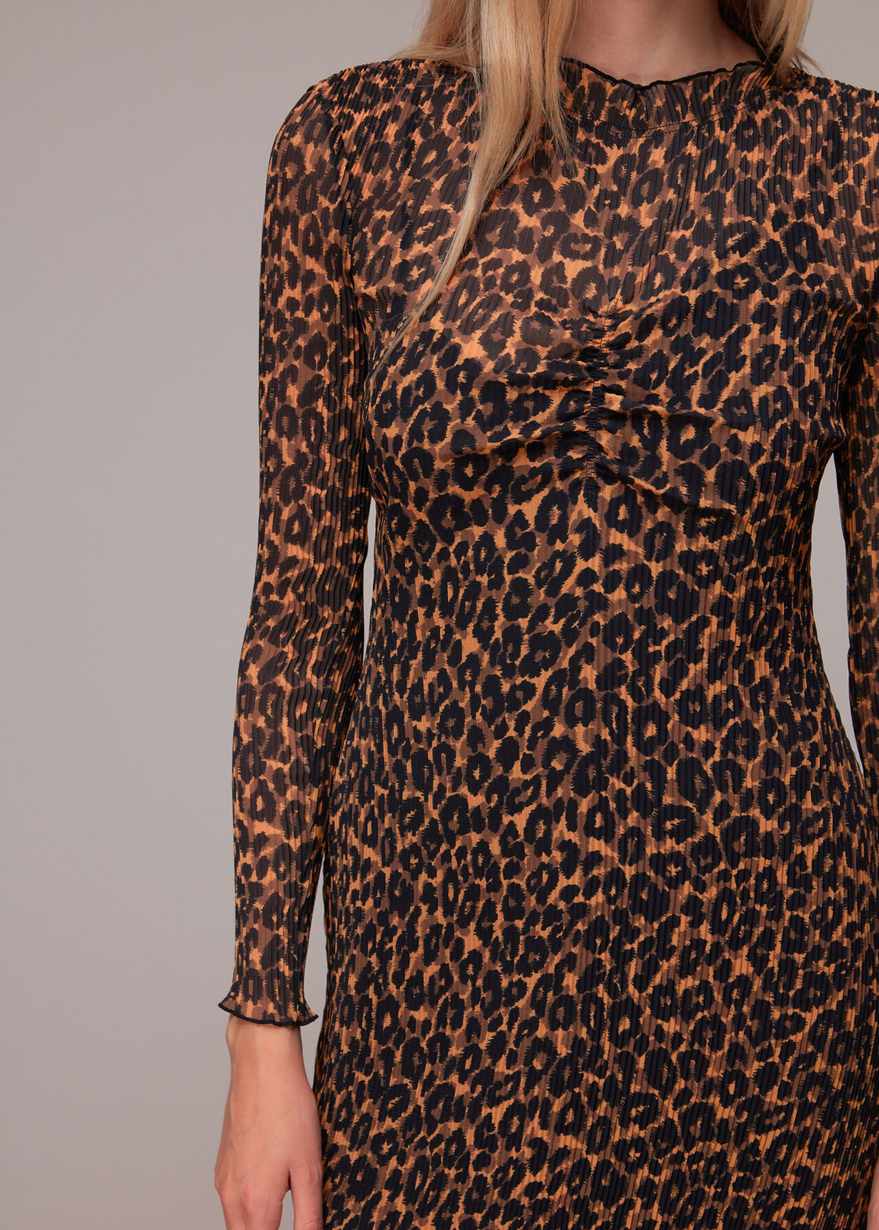 Leopard Plisse Midi Dress