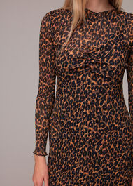 Leopard Plisse Midi Dress
