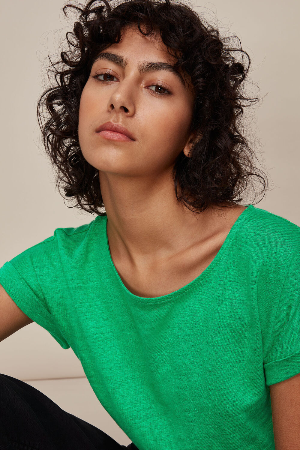 Relaxed Linen Tshirt Green