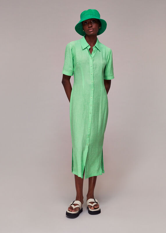 Millie Plisse Shirt Dress