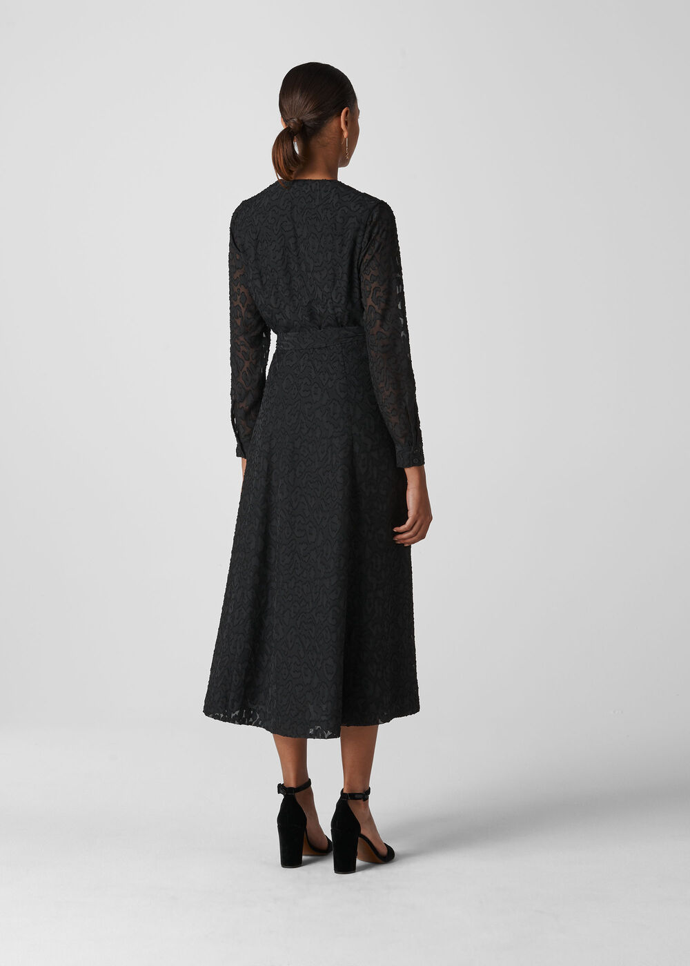 Animal Devore Wrap Dress Black