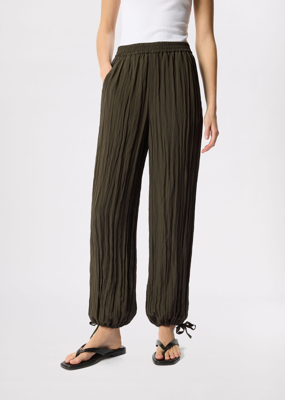 Balloon Tie Hem Trousers