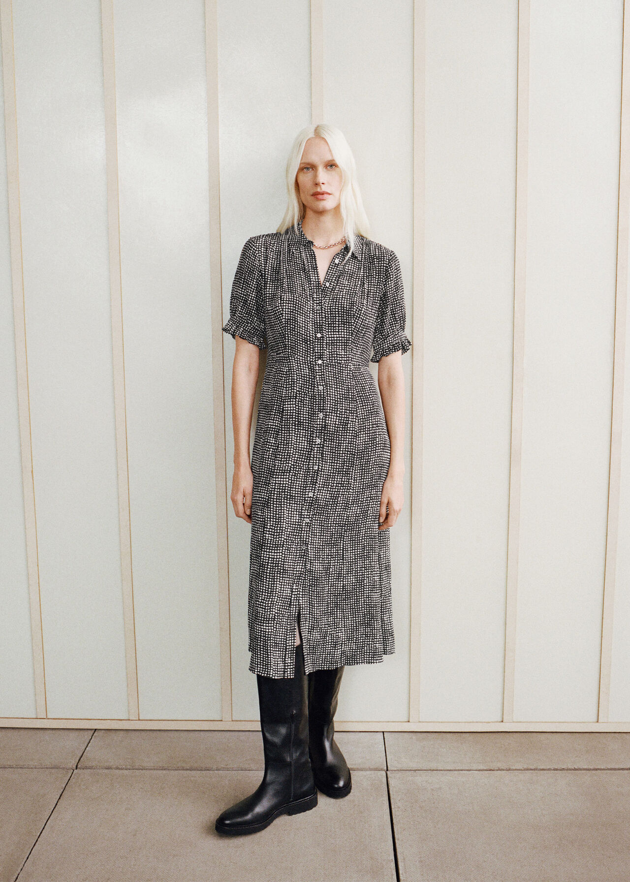 Peri Spotted Check Shirt Dress