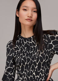 Giraffe Print Shirred Top