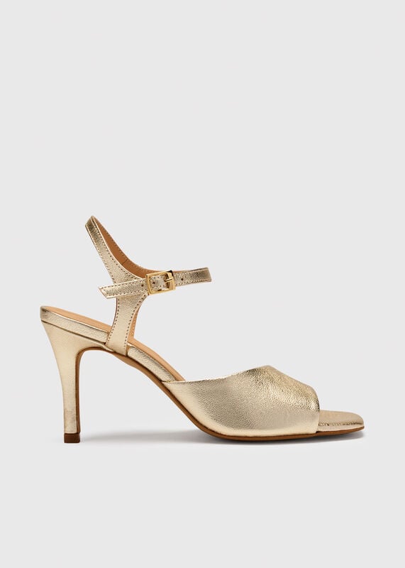 Gold Asymmetric High Heeled Sandal
