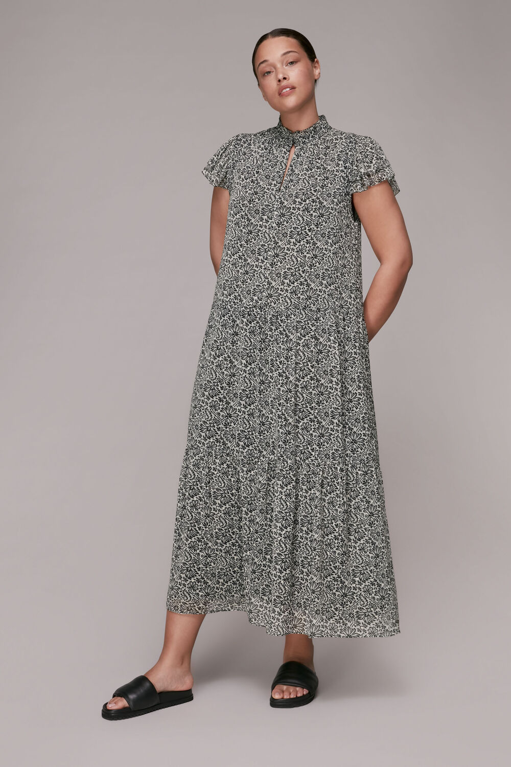 Indo Floral Print Tiered Dress