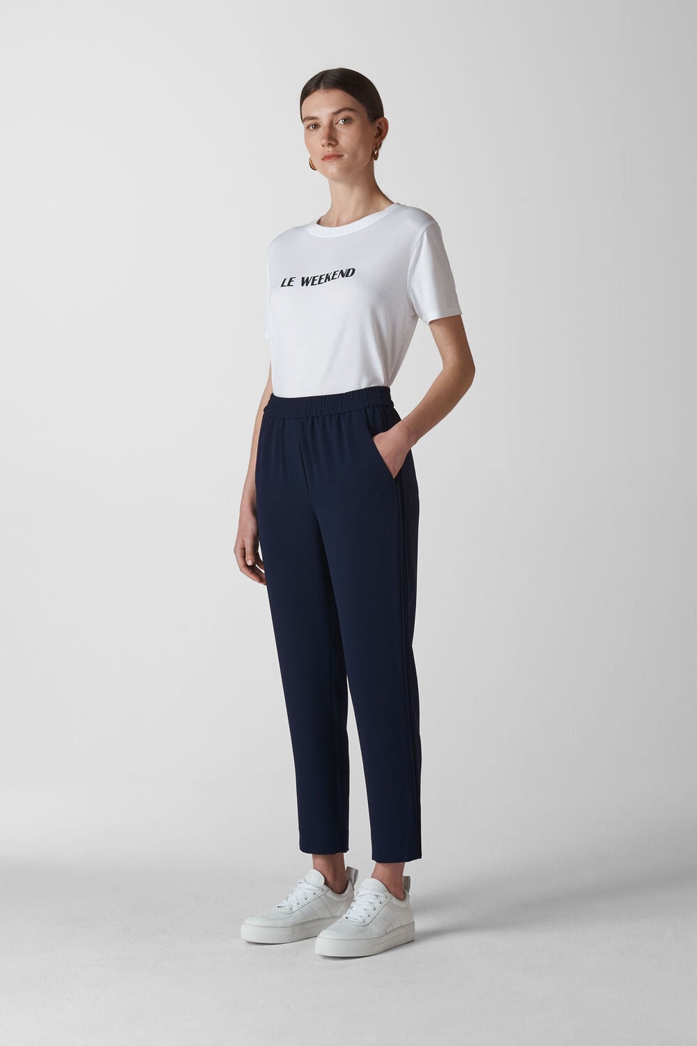 Elyse Side Stripe Trouser Navy