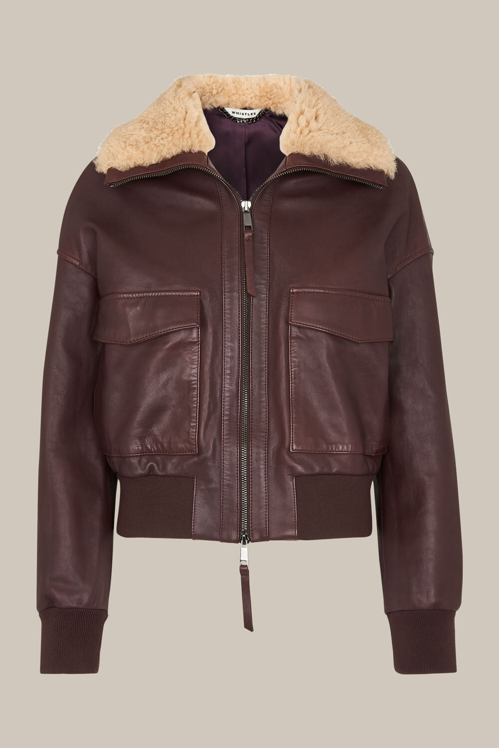 Shearling Collar Bomber Jacket