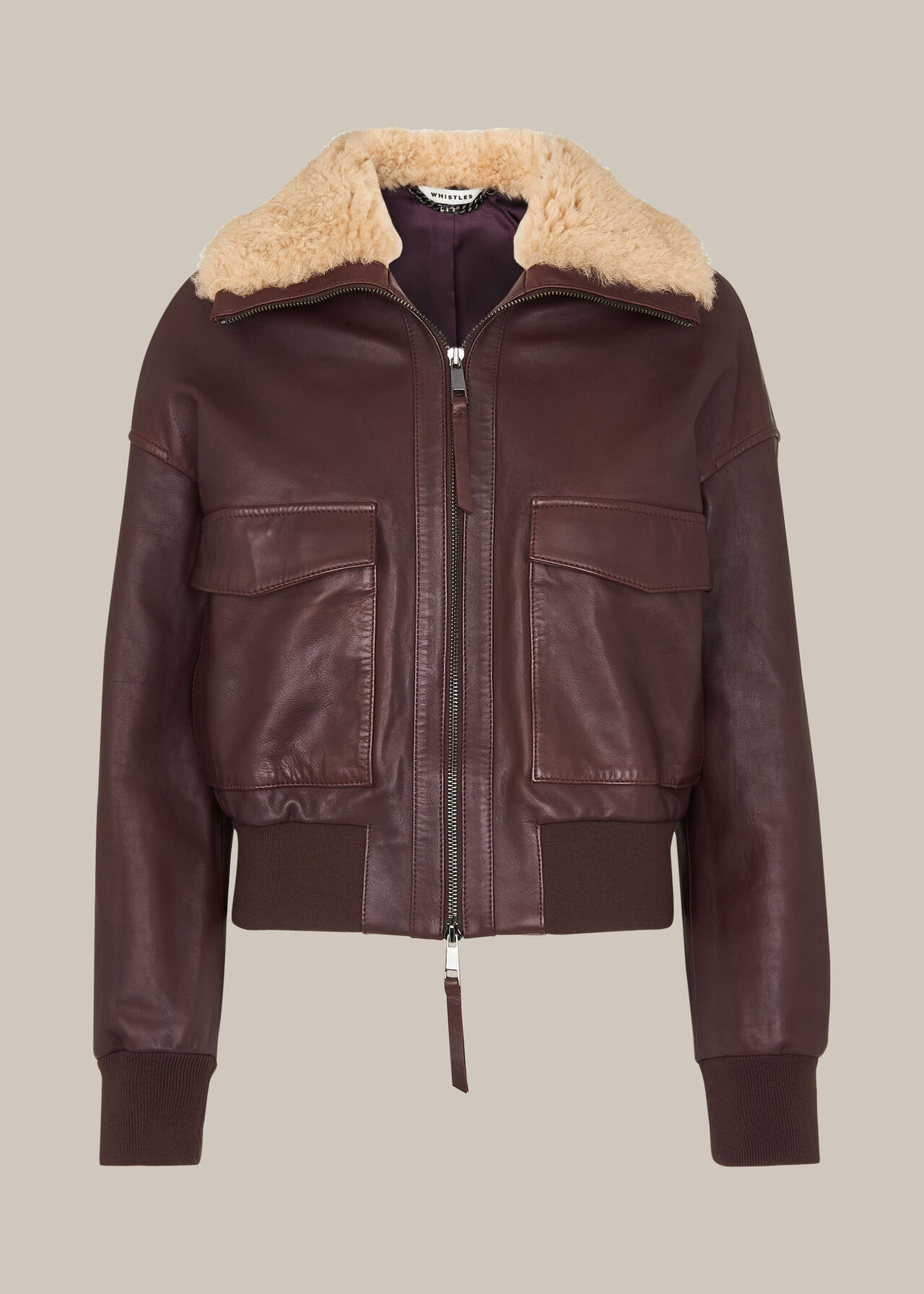 Shearling Collar Bomber Jacket