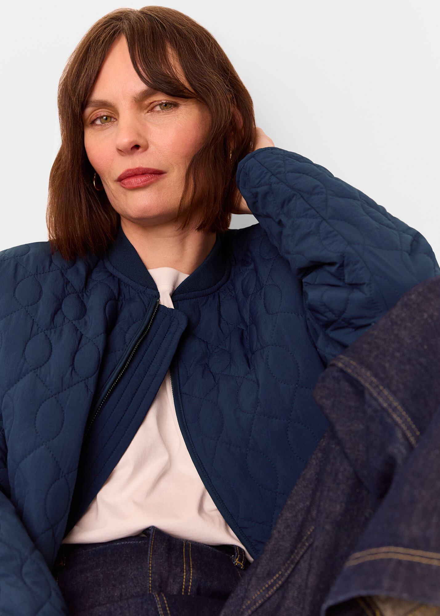 Navy Nia Drawstring Quilted Jacket | WHISTLES | Whistles US |