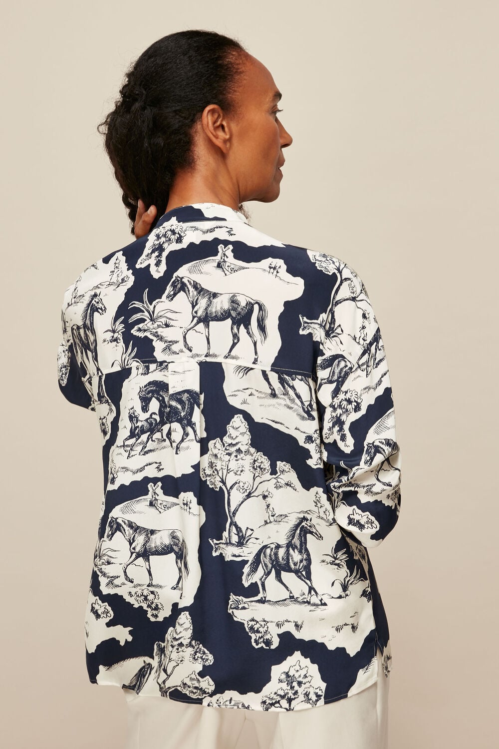 Stallion Print Silk Shirt