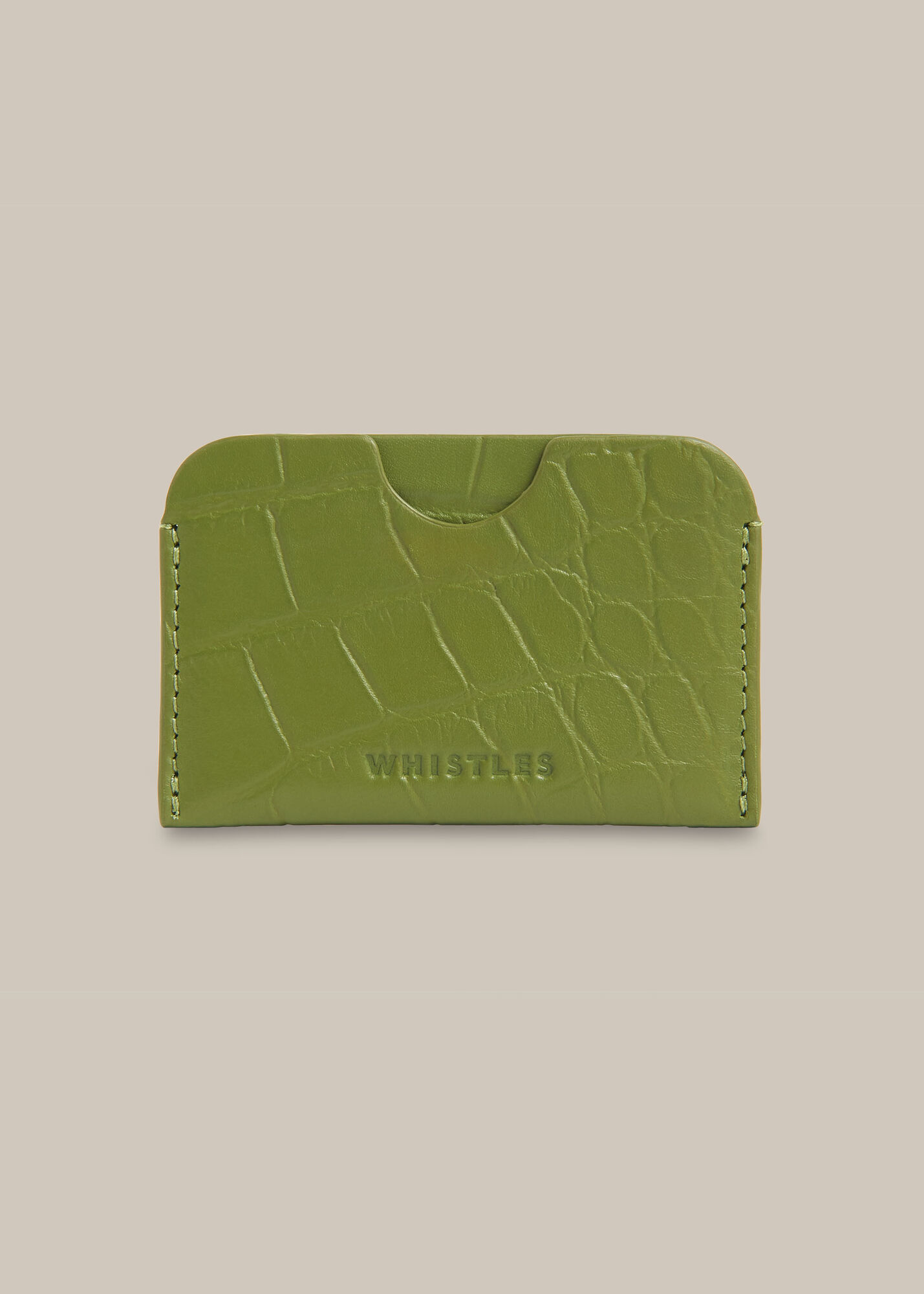 Whistles Women Croc Card Holder - Green - One Size