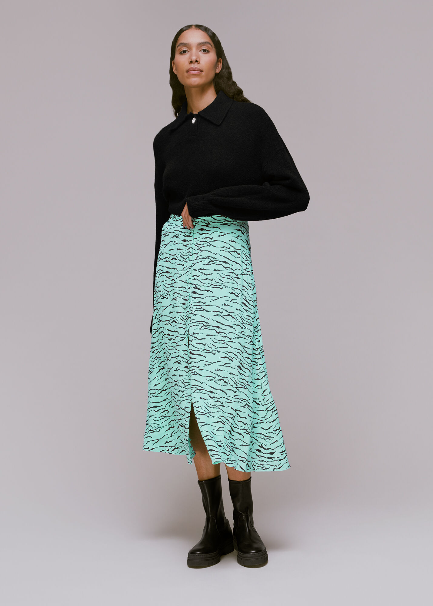 Zara button top down skirt