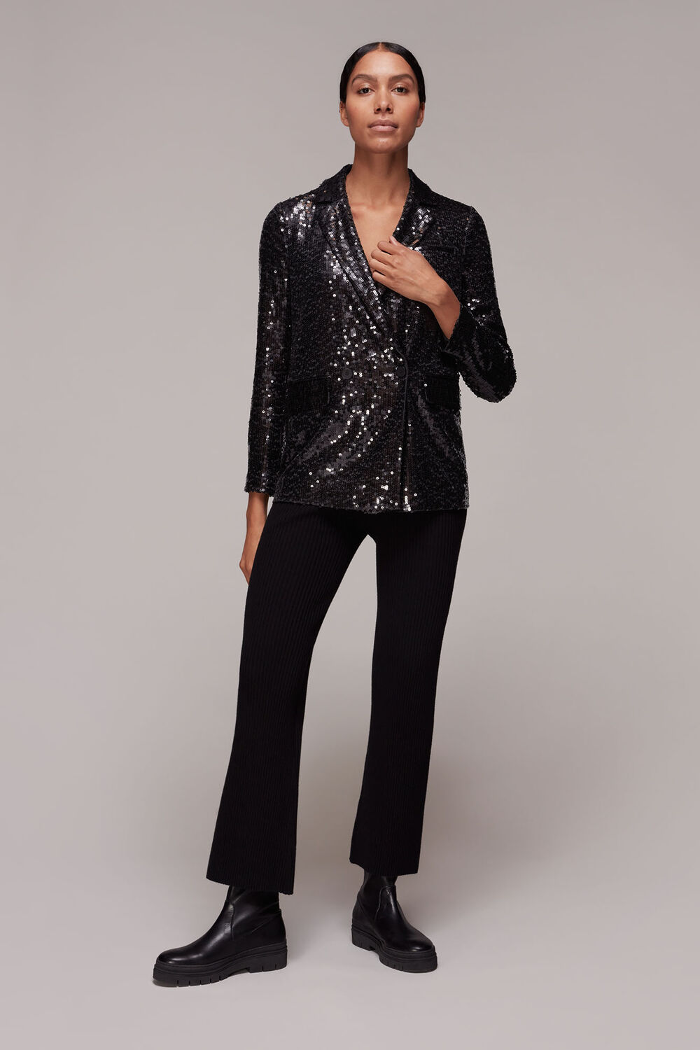 Sequin Double Breasted Blazer
