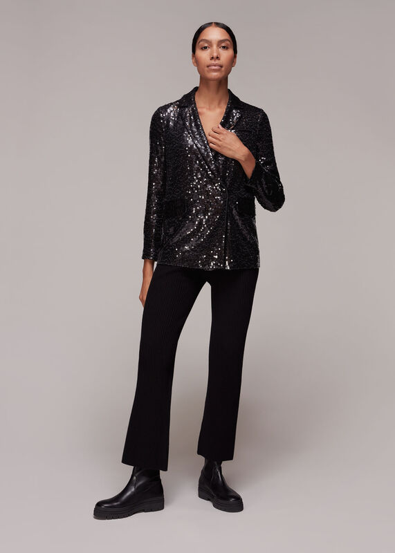 Sequin Double Breasted Blazer