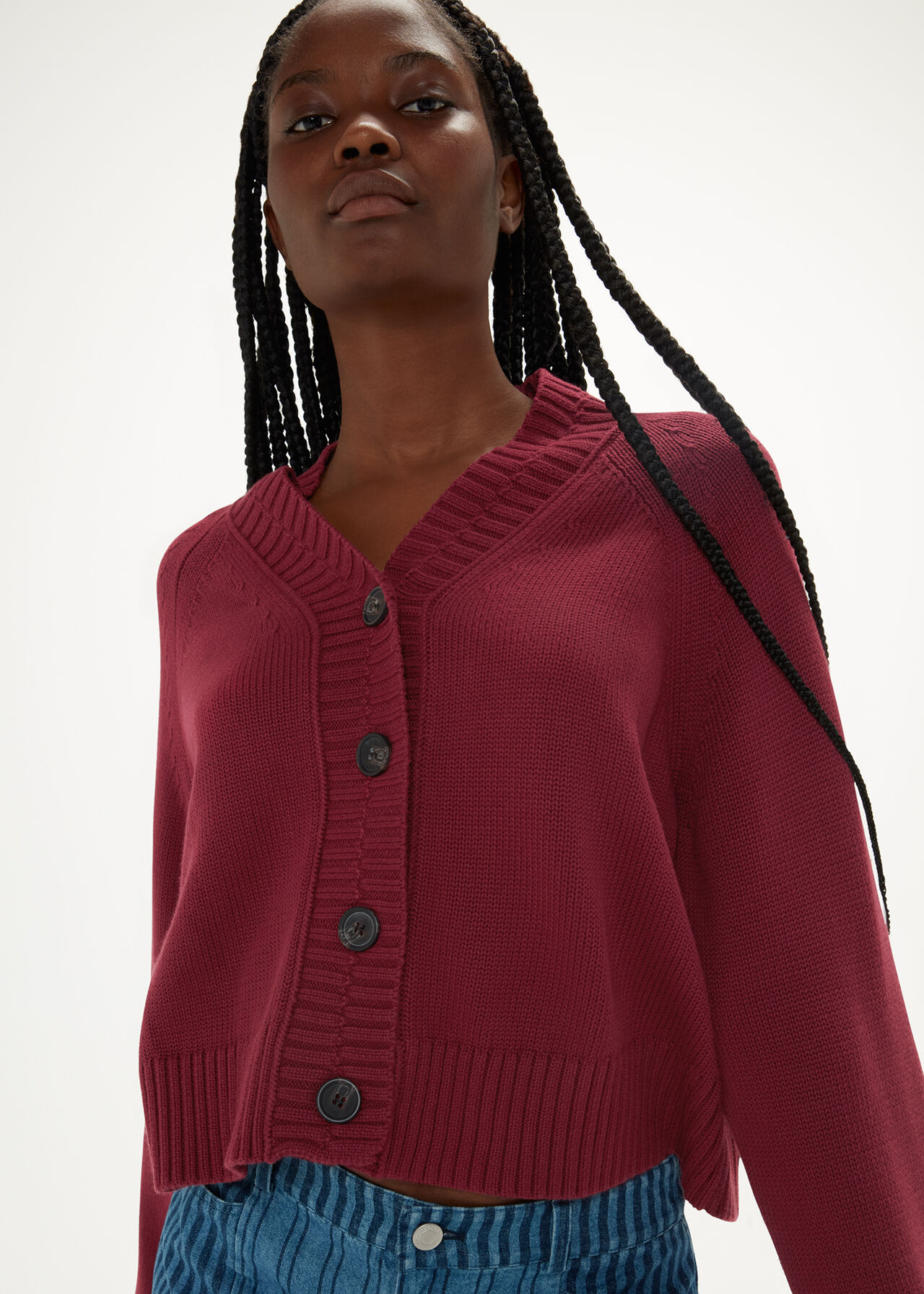 Ribbed Detail Cotton Cardigan