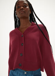 Ribbed Detail Cotton Cardigan