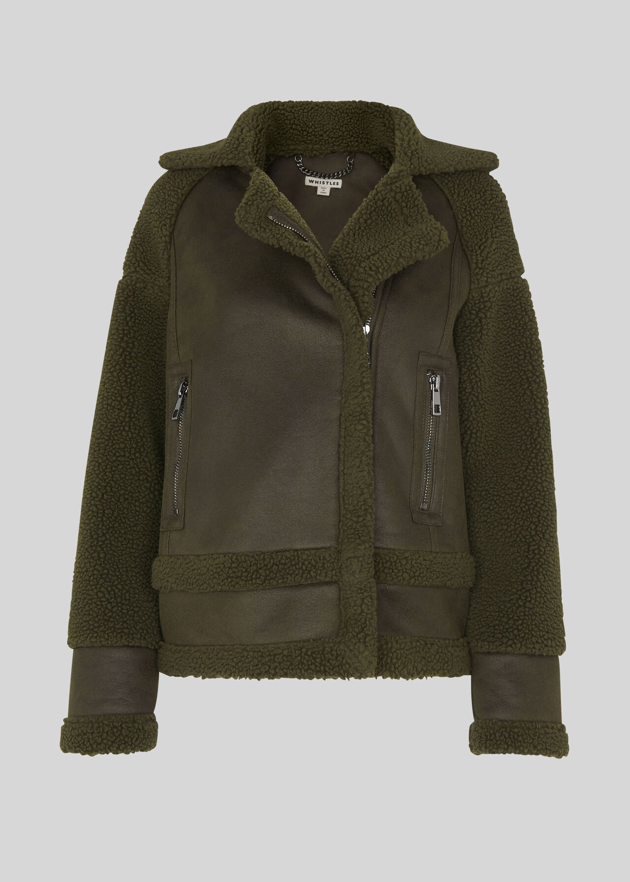 Borg Biker Khaki