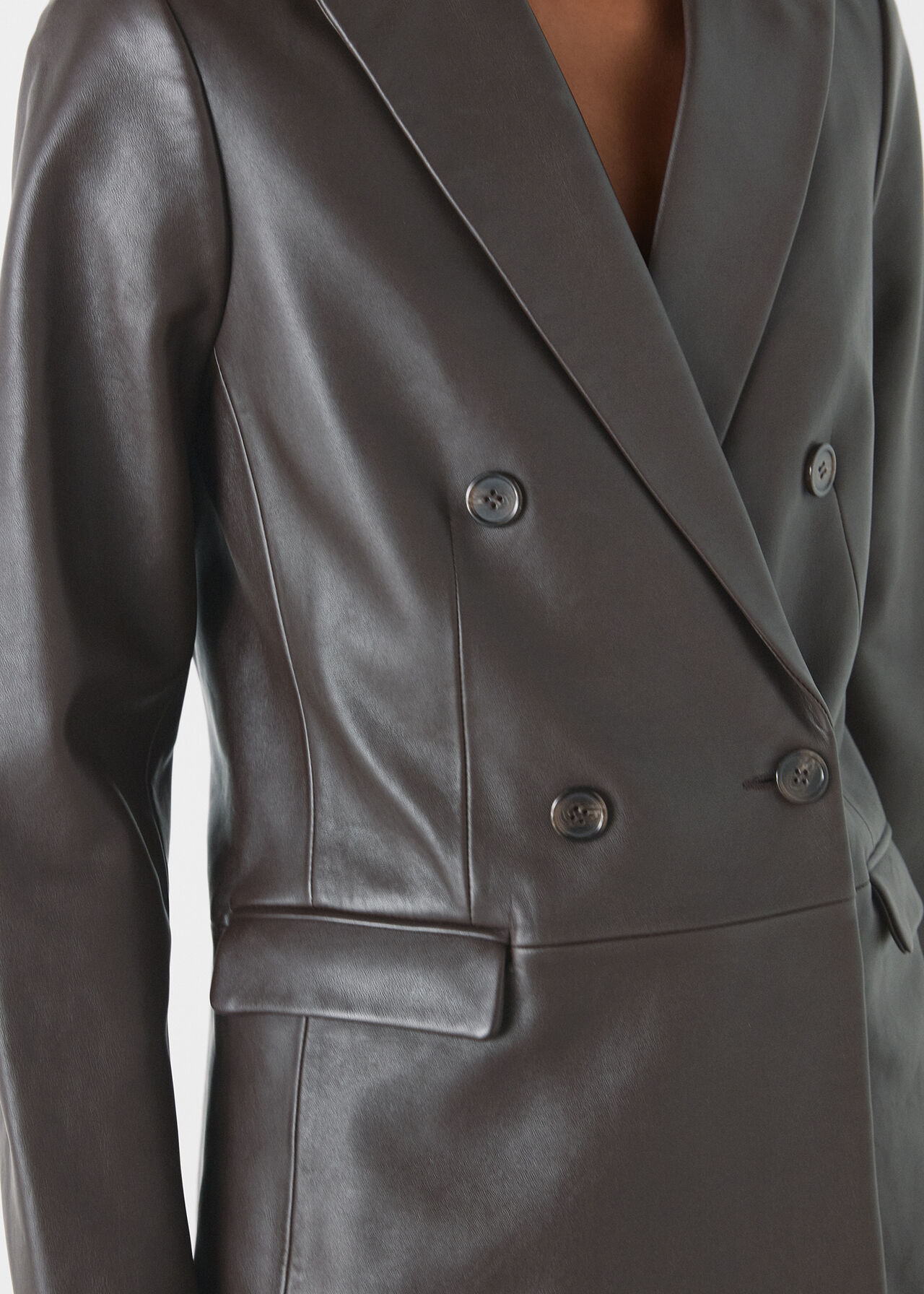 Aliza Waisted Leather Blazer