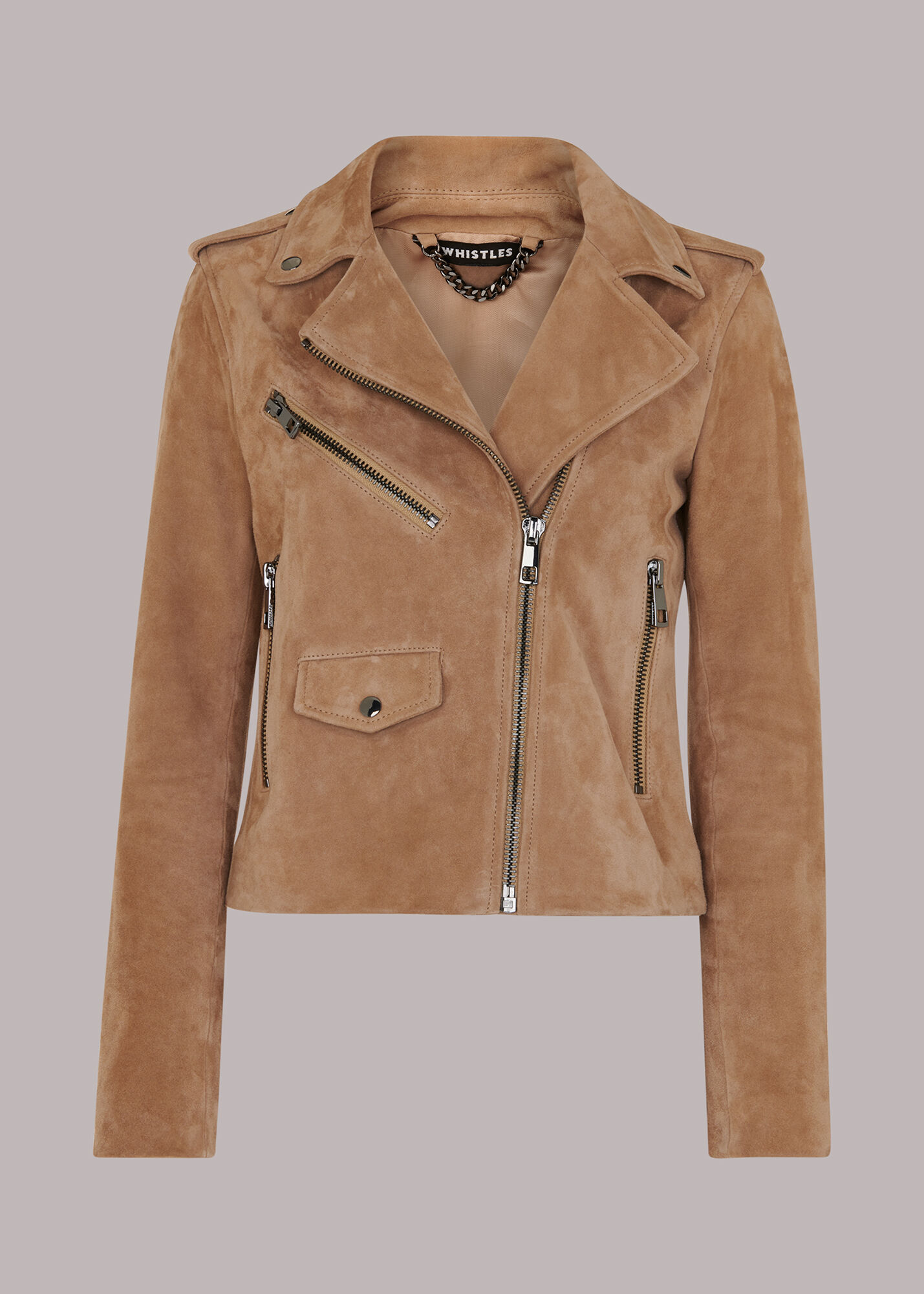 Tan Suede Agnes Leather Jacket WHISTLES