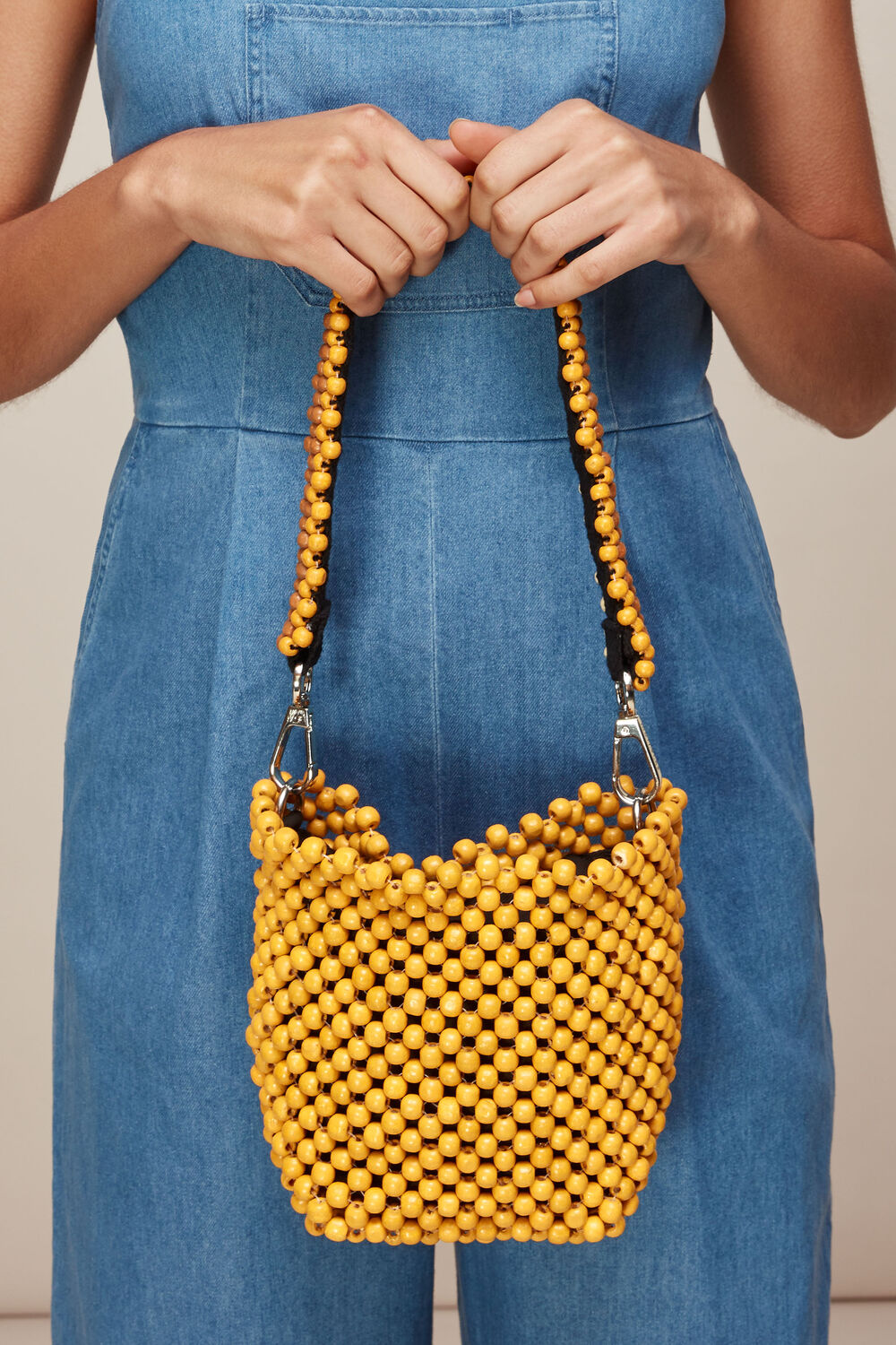 Martha Mini Beaded Bucket Bag Yellow