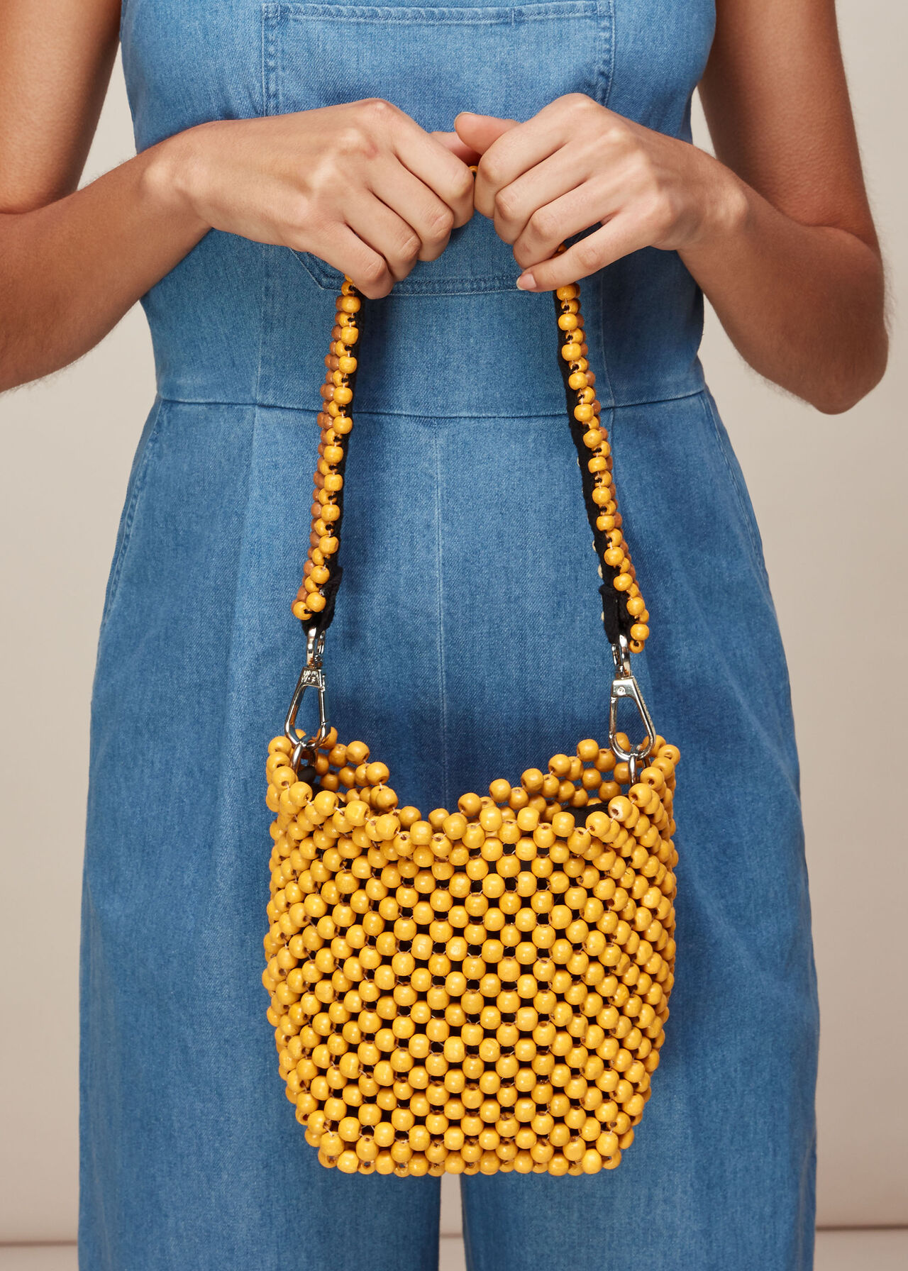 Martha Mini Beaded Bucket Bag Yellow