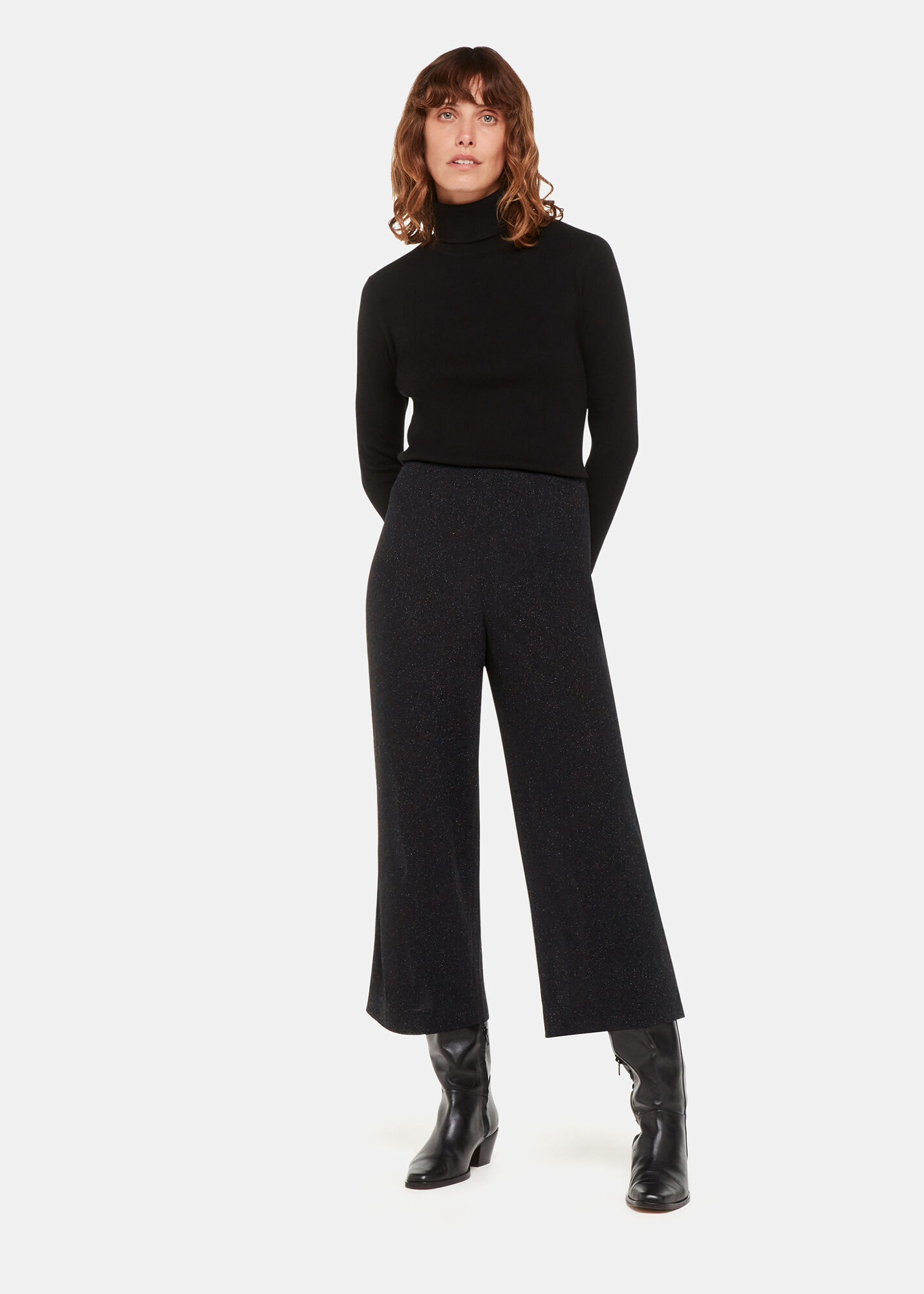 Black Multi Eva Sparkle Cropped Trouser WHISTLES