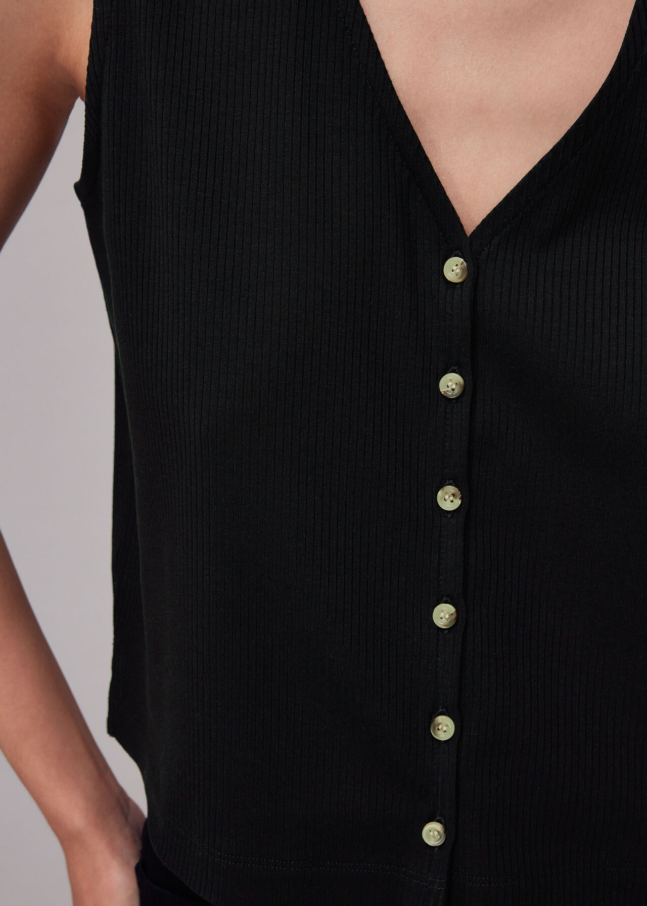 Button Front Rib Tank
