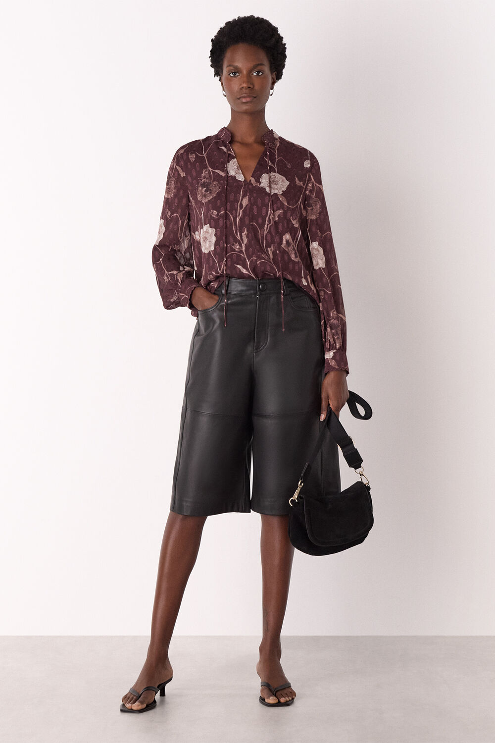 Burgundy Floral Dobby Blouse