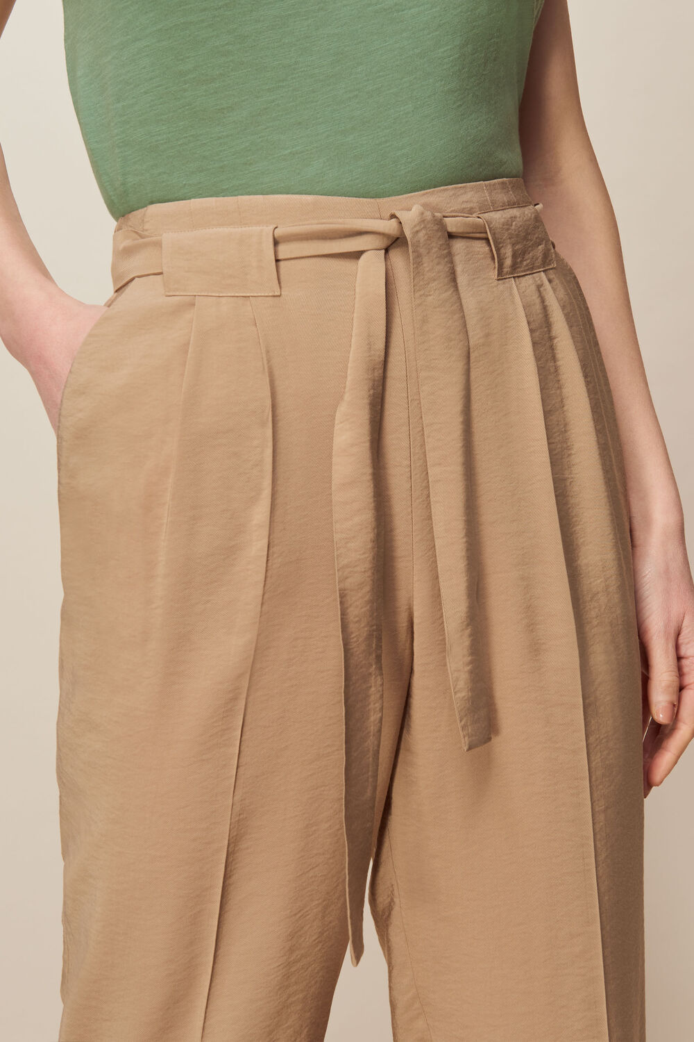 Belted Casual Crop Trouser