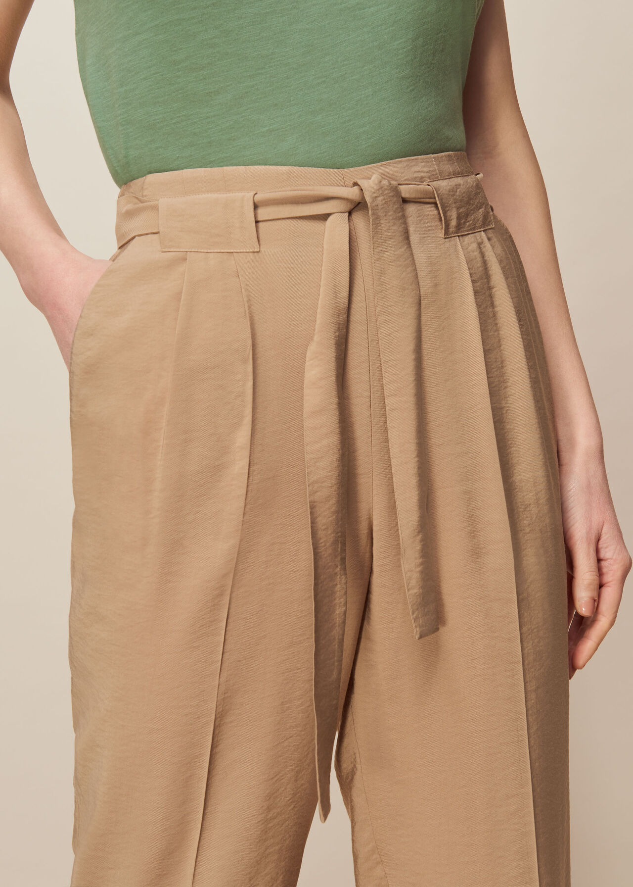 Belted Casual Crop Trouser